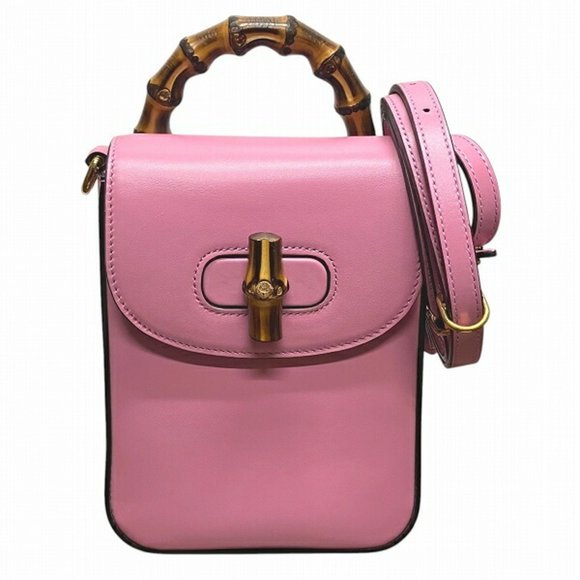 GUCCI Pink Bamboo Shoulder Bag - Picture 1 of 9
